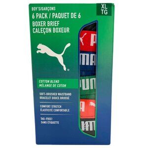 Puma Boy's Multicolour Boxer Brief Underwear | 6 Pack | Size XLarge